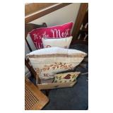 Box of holiday pillows