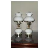 Pair of milk glass lamps