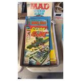 5 OLD COMIC BOOKS AND MAD STICKER ALBUM