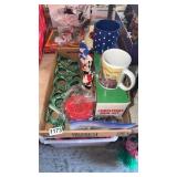 CANDY DISHES, NAPKIN HOLDER AND COFFEE MUGS