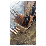 Tote of wooden decorations