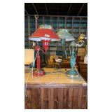 Pair of metal student lamps