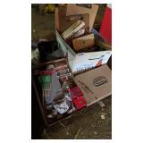 Office and desk, supplies, cash box, darts cards,
