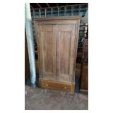 Early two door, one drawer wardrobe