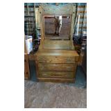 Three drawer oak dresser with mirror super clean