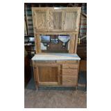 Custom-made modern oak Hoosier cabinet with spice