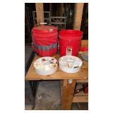 2 Handy man Buckets, Plumbing and hardware