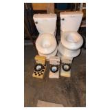 Seven plastic toy potties