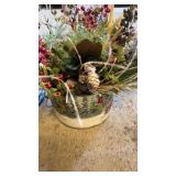 Christmas floral centerpiece, sleigh bells,