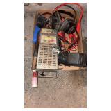 Box of misc. jumper cables, flare, etc.