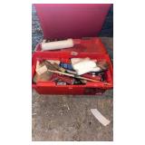 Toolbox of asst. paint brushes, dip sticks,