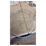 Two clear glass Christmas serving platters