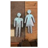 His / Hers metal bathroom signs