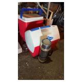 Playmate and igloo, coolers and thermos