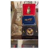 Three White House Christmas, ornaments, glass