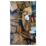 Round kitchen table with leaf and 4  maple chairs