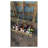 Three boxes cleaning supplies