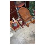 Three sleighs  wood, metal wicker