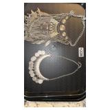 2 ï¿½silverï¿½ boho costume jewelry necklaces