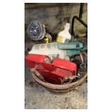 Misc garden tools fluids etc