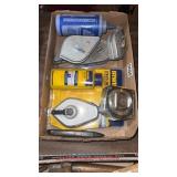 Chalk lines, chalk, tape measure