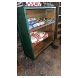 Green bookcase - quilts not included