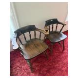 2 HEAVY PINE CAPTAIN CHAIRS