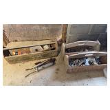 3 tool totes, misc hardware, grease gun, etc