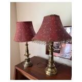 PAIR OF BRASS TABLE LAMPS
