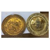 VINTAGE EMBOSSED BRASS WALL PLATES 14" (5)
