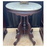 VICTORIAN OVAL MARBLE TOP STAND