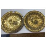 VINTAGE EMBOSSED BRASS WALL PLATES 12" (4)