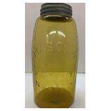 AMBER YELLOW MASON JAR ZINC LID 64OZ