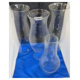 FOUR GLASS CHIMNEYS 14" (3) 12" (1)