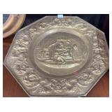 VINTAGE EMBOSSED BRASS WALL PLATE 23"
