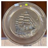 VINTAGE EMBOSSED BRASS WALL PLATE 17"