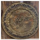 VINTAGE EMBOSSED BRASS WALL PLATE 22"