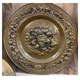 VINTAGE EMBOSSED BRASS WALL PLATE 22"