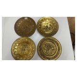 VINTAGE EMBOSSED BRASS WALL PLATES 12" (4)