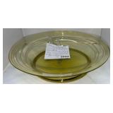 SOUTH JERSEY SPUN THREAD GLASS COMPOTE CANARY YLW