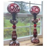 PR CRANBERRY CUT TO CLEAR OIL LAMPS 27"