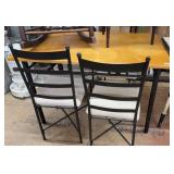 METAL KITCHEN TABLE W/4 CHAIRS, WOOD TOP