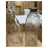 EARLY BLOWN GLASS CRUET W/GLASS STOPPER,
