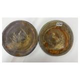 VINTAGE ETCHED BRASS WALL PLATES 10" (2)