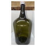GREEN GLASS DEMIJOHN OR CARBOY WINE BOTTLE 19"