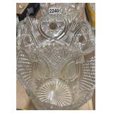 PRESSED GLASS BOWL & SPOONER
