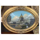 CONCAVE REVERSE PAINTING ON GLASS GOLD FRAME