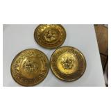 VINTAGE EMBOSSED BRASS WALL PLATES 12" (3)