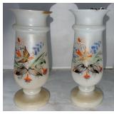 VICTORIAN WHITE OPAQUE BRISTOL GLASS VASES