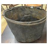 EARLY BRASS PAIL HAND WROUGHT IRON HANDLE